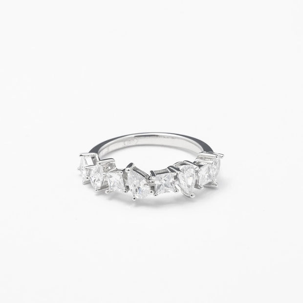 Silver Half Abstract Pearl Band - BERNA PECI JEWELRY