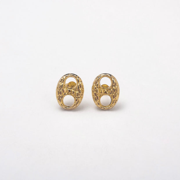 Links 10K Solid Gold Studs - BERNA PECI JEWELRY