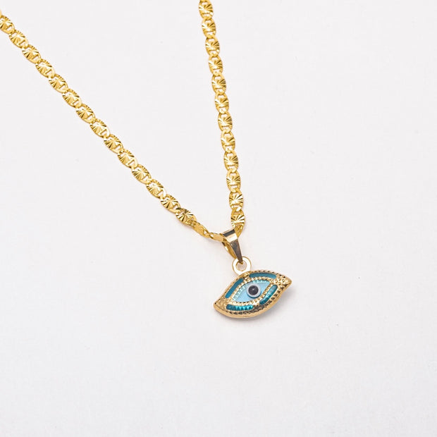 Wrapped Diamond Evil-Eye Pendant Necklace (1/6 ct. t.w.) in 10k Yellow Gold,  17