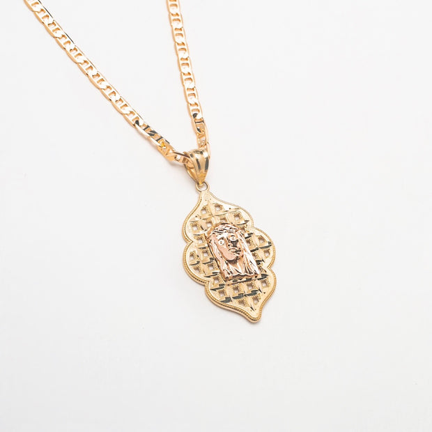 10K Solid Gold Jesus Pendant Necklace - BERNA PECI JEWELRY