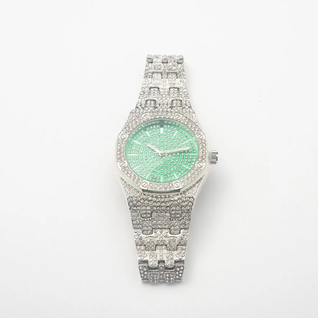 New Silver Icy Green Face Watch - BERNA PECI JEWELRY