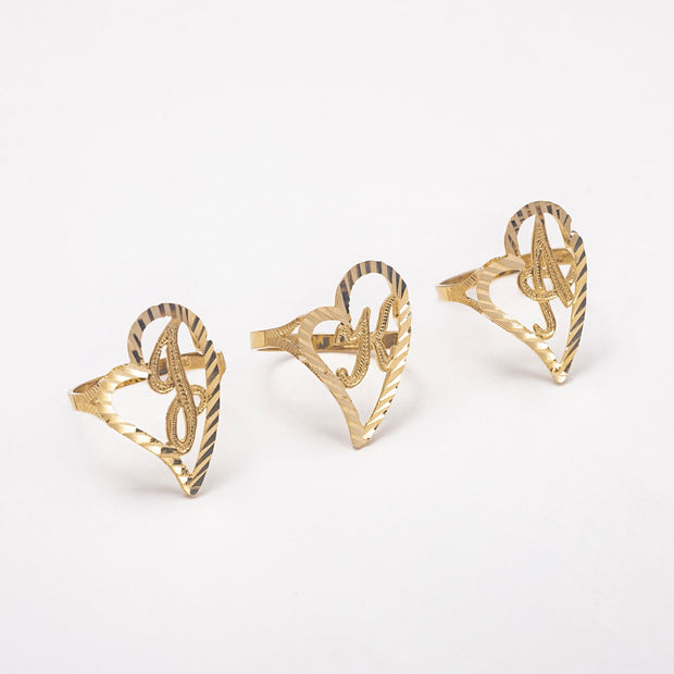 New Love 10K Solid Gold Initial Ring - BERNA PECI JEWELRY
