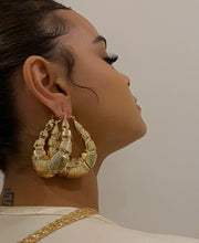 Large Chunky Oval Bamboo Hoops - BERNA PECI JEWELRY