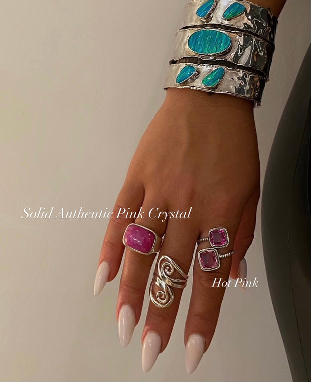 Solid Authentic Pink Crystal Ring - BERNA PECI JEWELRY