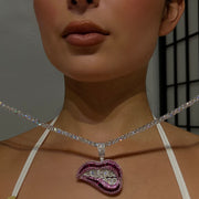Ice Out Lips Necklace - BERNA PECI JEWELRY