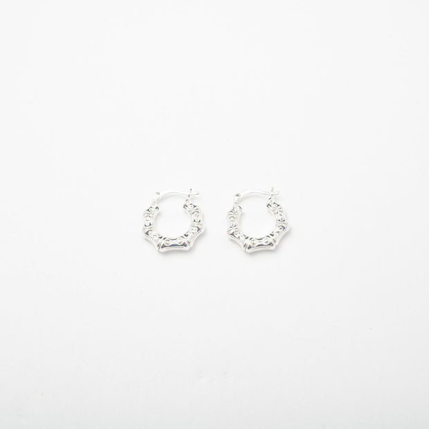 Mini Silver Bamboo Hoops - BERNA PECI JEWELRY