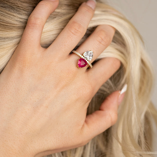 Gold Hot Pink Stone Ring - BERNA PECI JEWELRY