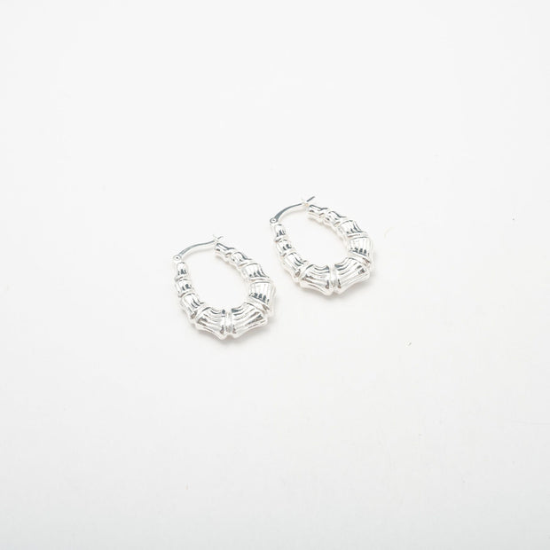 Mini Silver Over Bamboo Hoops - BERNA PECI JEWELRY