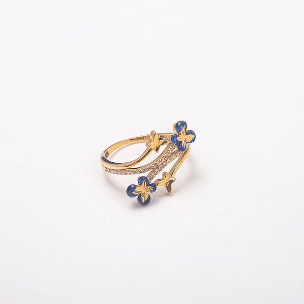 New Sapphire Butterfly 10K Solid Gold Ring - BERNA PECI JEWELRY