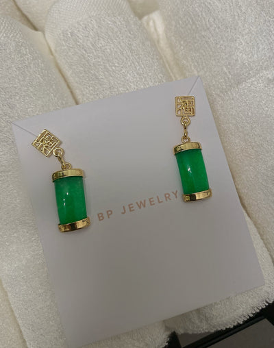 Square Jade Earrings - BERNA PECI JEWELRY