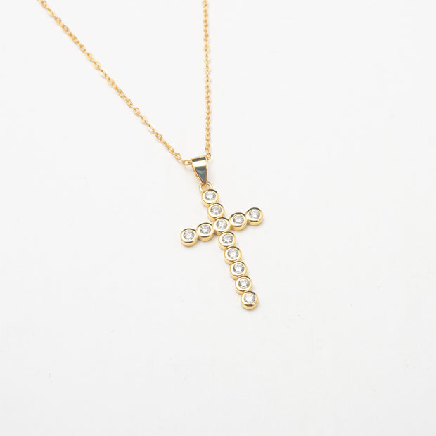 The Gold Circular Cross Neckalace - BERNA PECI JEWELRY