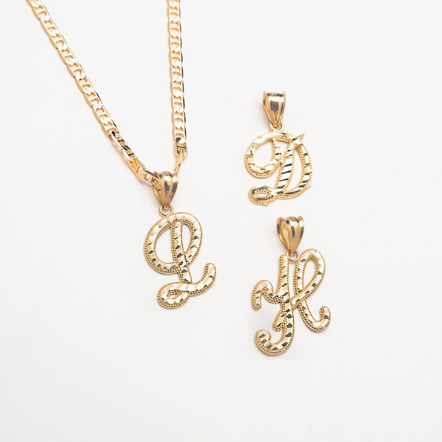3D 10K Solid Gold Initial Necklace - BERNA PECI JEWELRY