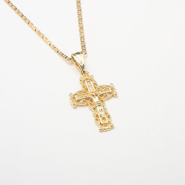 Cross Protection Gold Necklace - BERNA PECI JEWELRY