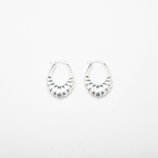 Silver Chrome Bamboo Hoops - BERNA PECI JEWELRY