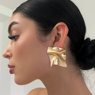 The Gold Folded Paper Earrings - BERNA PECI JEWELRY