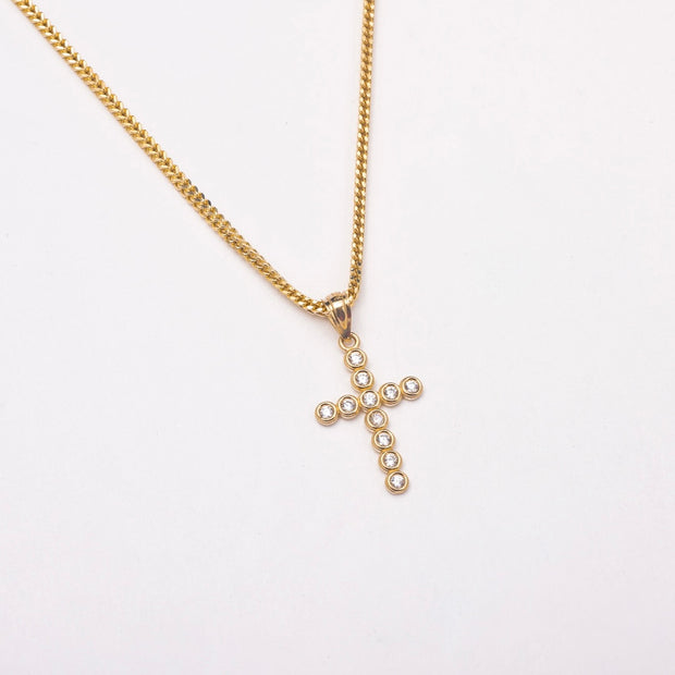 New Mini Cross 10K Solid Gold Necklace - BERNA PECI JEWELRY