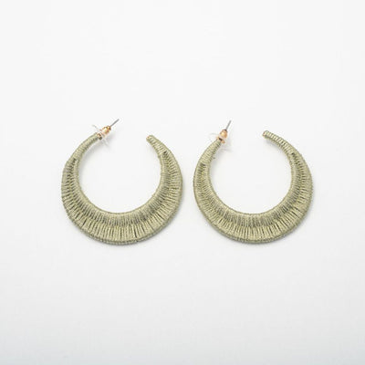 Olive Green Woven Hoops - BERNA PECI JEWELRY