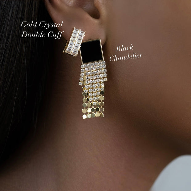 Gold Crystal Double Cuff Earring - BERNA PECI JEWELRY
