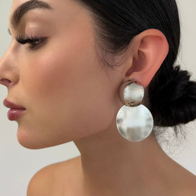 The Large Chrome Circular Double Earrings - BERNA PECI JEWELRY