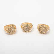 NY Circular 10K Solid Gold Initial Ring - BERNA PECI JEWELRY