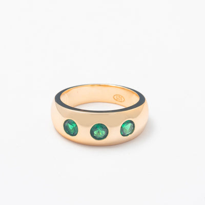 Solid Gold Simple Studded Emerald Band - BERNA PECI JEWELRY