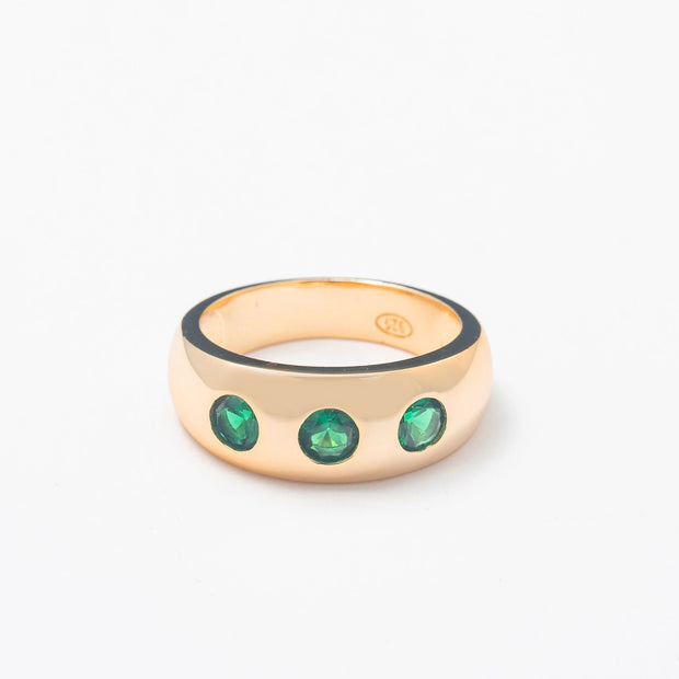 Solid Gold Simple Studded Emerald Band - BERNA PECI JEWELRY