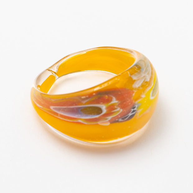 Orange Floral Glass Ring - BERNA PECI JEWELRY